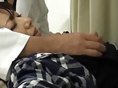 Adorable Japanese Gina jumps on her doctor